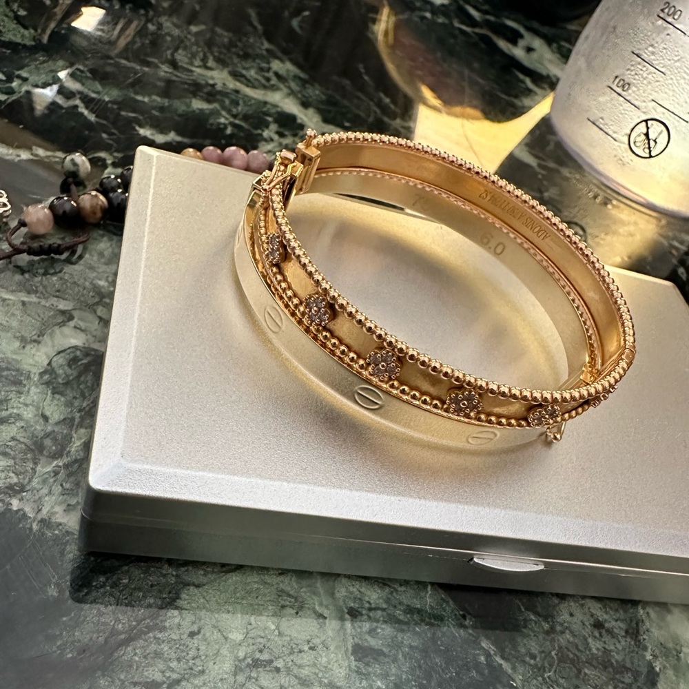 18k solid gold Van cleef bangle made by jeweler - Picture 10 of 14